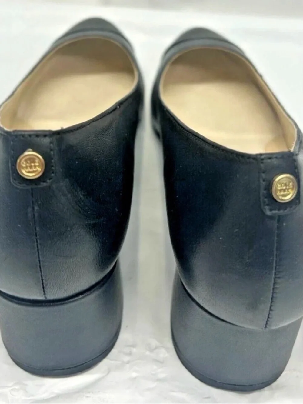 Cole Haan The Go To Womens Heel Pumps Sz 7 B Black Leather Block Heel Shoes NEW